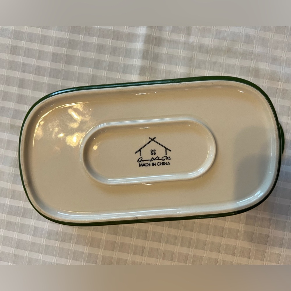 NEW Floral Green and White Ceramic Baking Dish - Picture 4 of 6